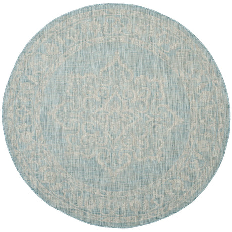 Safavieh Courtyard 6'-7" x 6'-7" Rug in Aqua / Grey