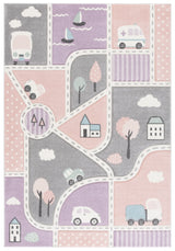 Safavieh Carousel Kids 100 4'-0" x 6'-0" Rug in Grey / Pink
