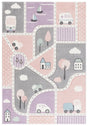 Safavieh Carousel Kids 100 4'-0" x 6'-0" Rug in Grey / Pink