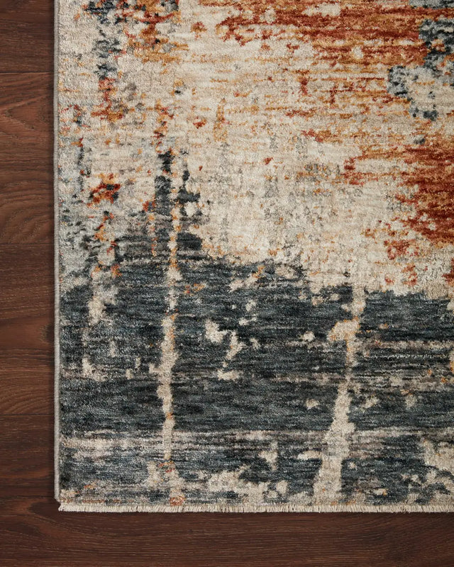 Loloi Axel Axe-05 Stone/Multi Rugs - corner on wood