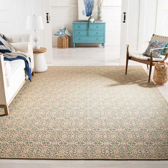 Safavieh Palm Beach 9'-0" x 13'-0" Rug in Natural / Turquoise