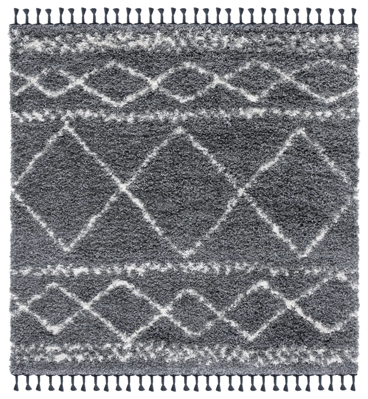 Safavieh Pro Lux Shag 400 6'-7" x 6'-7" Rug in Dark Grey / Ivory