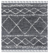 Safavieh Pro Lux Shag 400 6'-7" x 6'-7" Rug in Dark Grey / Ivory