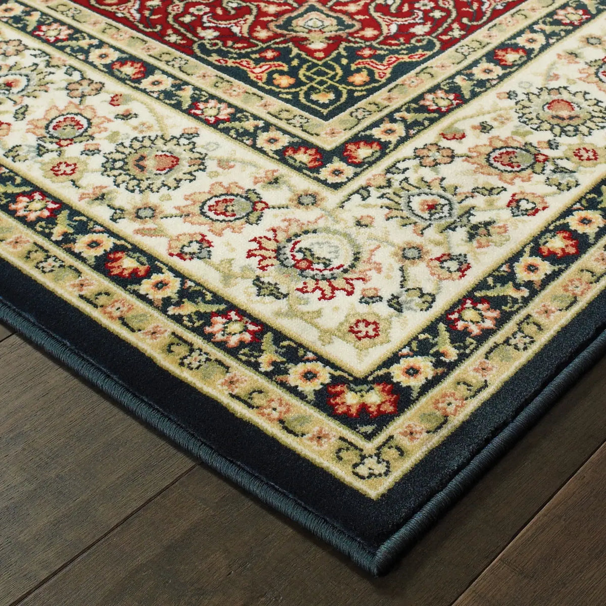 Oriental Weavers Sphinx Kashan 119U1 Navy / Ivory Rugs - corner detail
