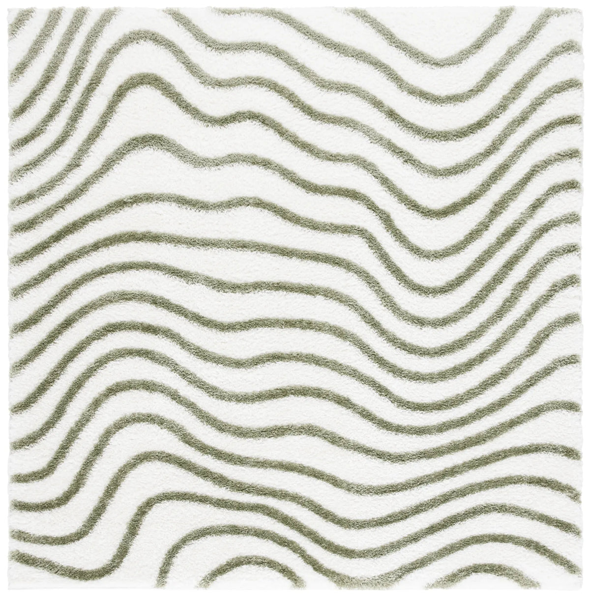 Safavieh Tahoe Shag 6'-7" x 6'-7" Rug in Ivory / Green
