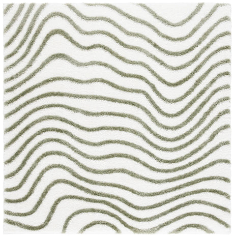 Safavieh Tahoe Shag 6'-7" x 6'-7" Rug in Ivory / Green