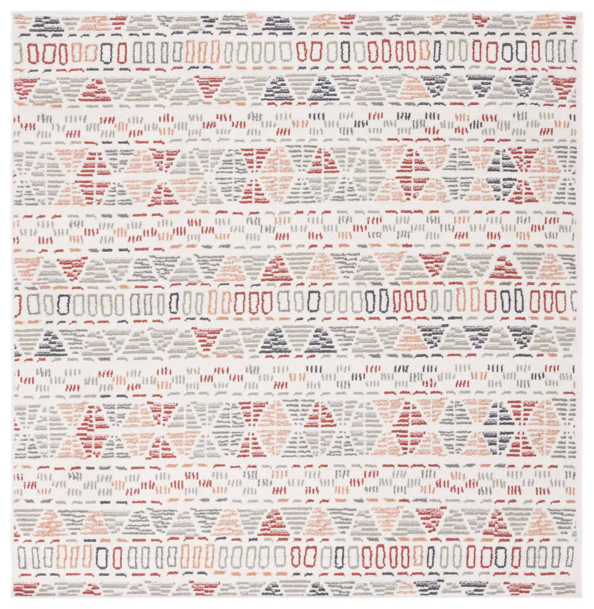 Safavieh Pyramid 6'-7" x 6'-7" Rug in Ivory Grey / Rust