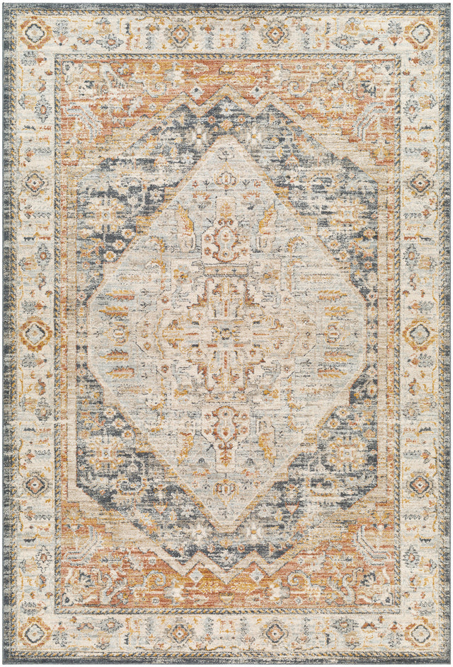 Surya Beckham Bcm-2301 Charcoal, Amber, Off-White, Medium Gray, Medium Brown, Ice Blue Rug.