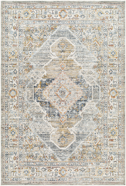 Surya Beckham Bcm-2303 Charcoal, Off-White, Light Slate, Ice Blue, Amber, Medium Brown Area Rug