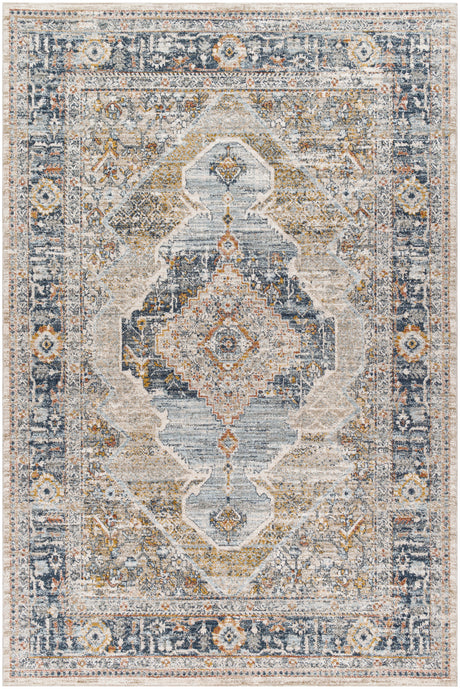 Surya Beckham Bcm-2304 Charcoal, Off-White, Light Slate, Amber, Ice Blue, Medium Brown Rug.