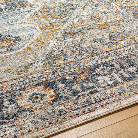 Surya Beckham Bcm-2304 Charcoal, Off-White, Light Slate, Amber, Ice Blue, Medium Brown Rug.