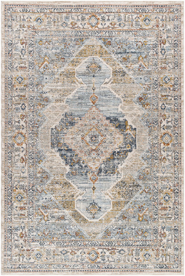 Surya Beckham Bcm-2305 Charcoal, Off-White, Light Slate, Amber, Ice Blue, Medium Brown Rug.