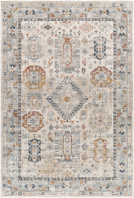 Surya Beckham Bcm-2313 Off-White, Medium Gray, Ice Blue, Charcoal, Amber, Medium Brown Rug.