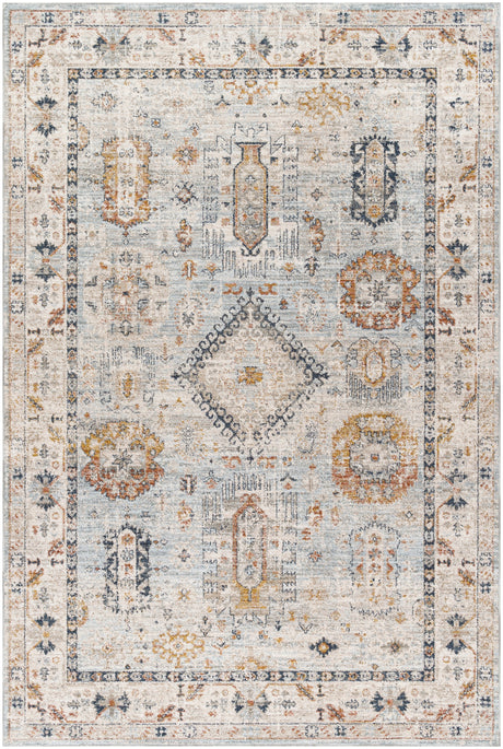 Surya Beckham Bcm-2314 Ice Blue, Off-White, Medium Gray, Charcoal, Amber, Medium Brown Rug.