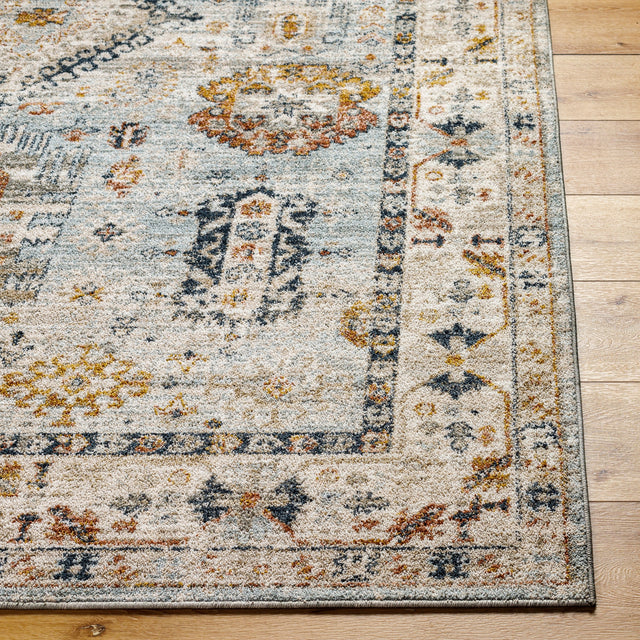 Surya Beckham Bcm-2314 Ice Blue, Off-White, Medium Gray, Charcoal, Amber, Medium Brown Rug.