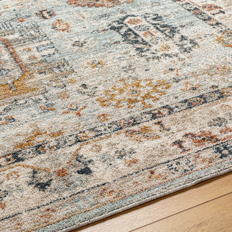 Surya Beckham Bcm-2314 Ice Blue, Off-White, Medium Gray, Charcoal, Amber, Medium Brown Rug.