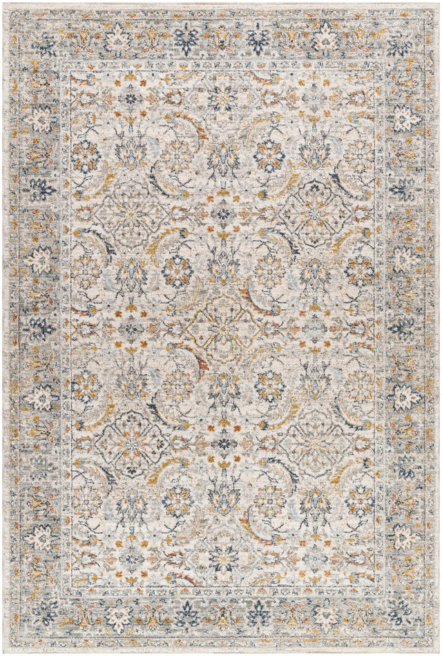 Surya Beckham Bcm-2316 Off-White, Medium Gray, Ice Blue, Charcoal, Amber, Medium Brown Rug.