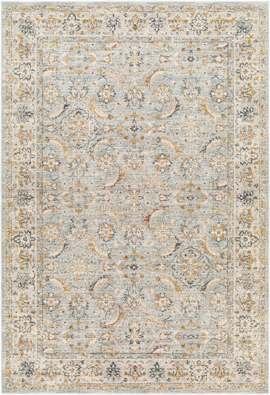 Surya Beckham Bcm-2318 Ice Blue, Off-White, Light Slate, Charcoal, Amber, Medium Brown Area Rug