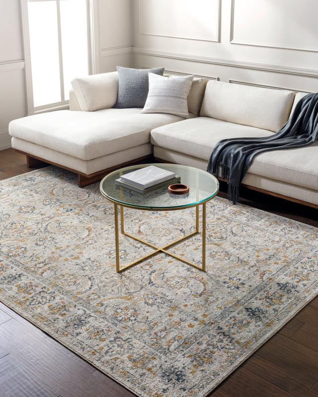 Surya Beckham Bcm-2319 Light Slate, Off-White, Ice Blue, Charcoal, Amber, Medium Brown Rug.