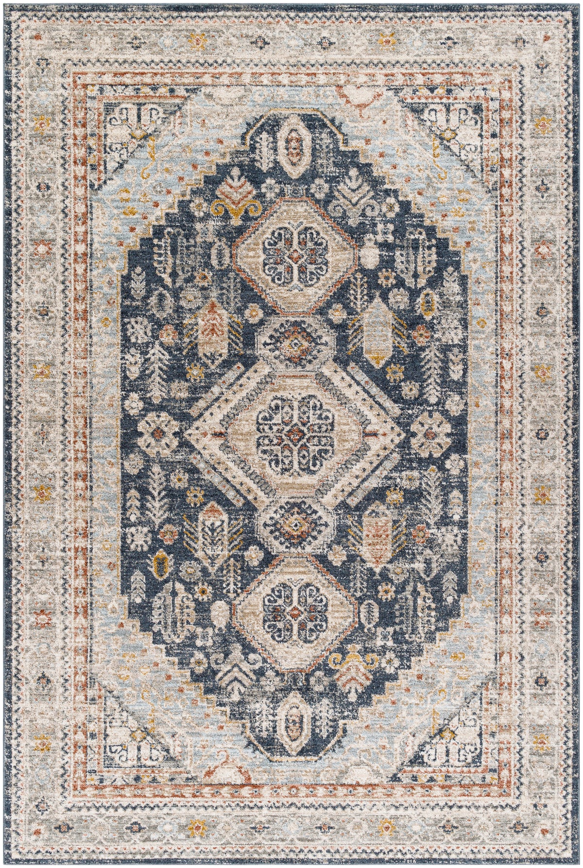Surya Beckham Bcm-2320 Charcoal, Off-White, Light Slate, Ice Blue, Medium Brown, Amber Rug.