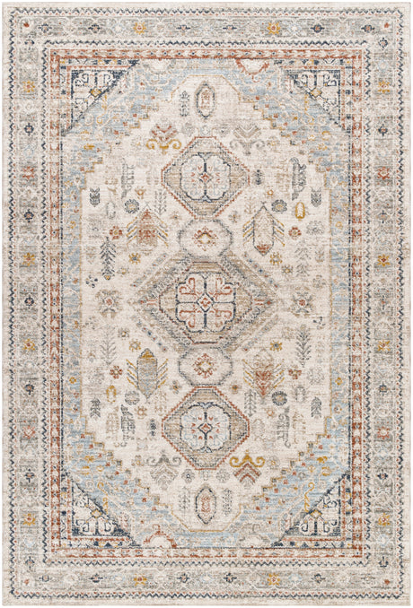 Surya Beckham Bcm-2321 Off-White, Light Slate, Ice Blue, Medium Brown, Charcoal, Amber Rug.