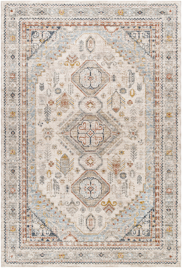 Surya Beckham Bcm-2321 Off-White, Light Slate, Ice Blue, Medium Brown, Charcoal, Amber Rug.