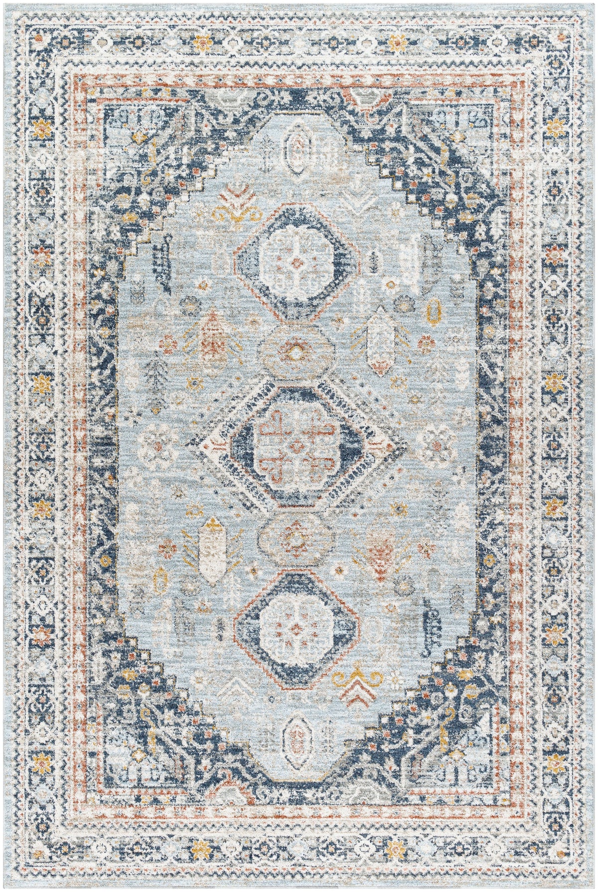 Surya Beckham Bcm-2323 Ice Blue, Off-White, Light Slate, Charcoal, Medium Brown, Amber Rug.