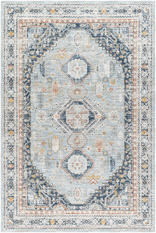 Surya Beckham Bcm-2323 Ice Blue, Off-White, Light Slate, Charcoal, Medium Brown, Amber Area Rug