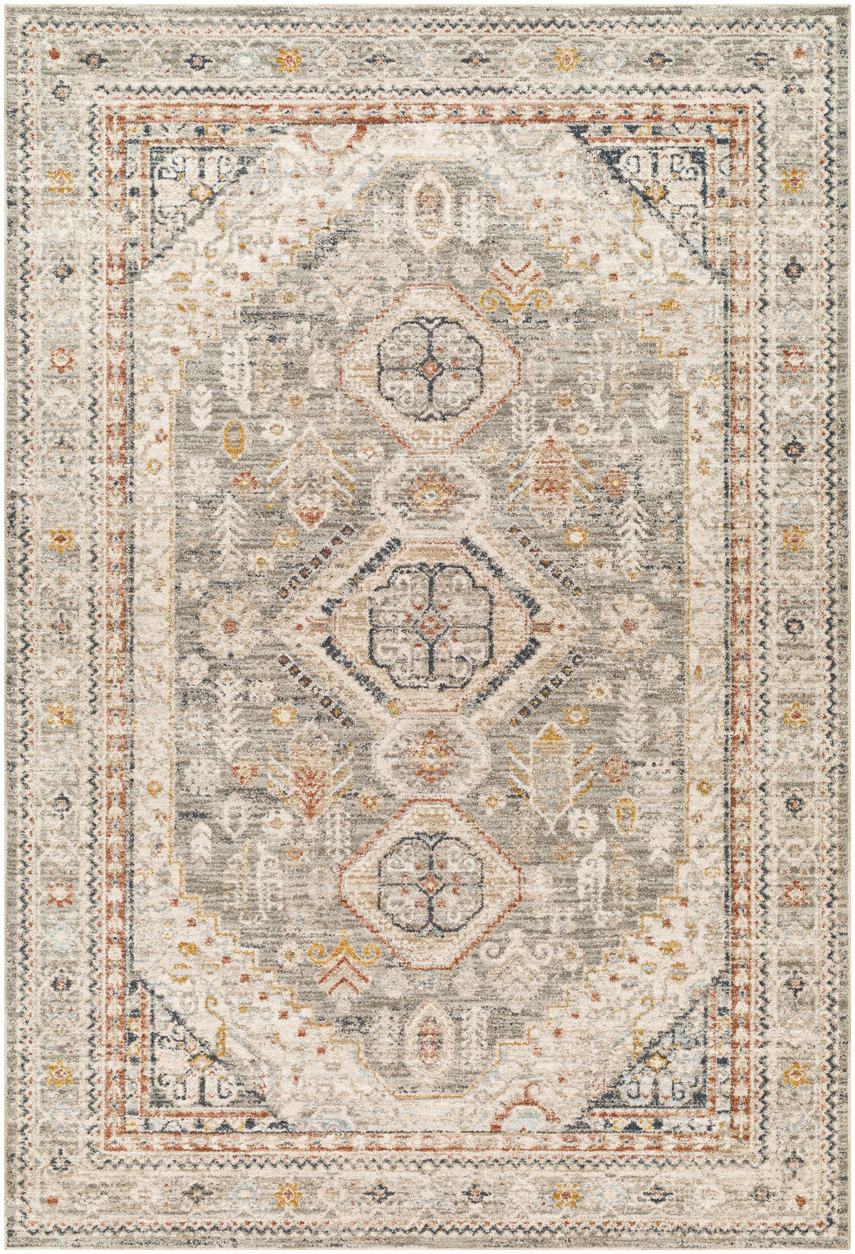 Surya Beckham Bcm-2324 Medium Gray, Off-White, Ice Blue, Charcoal, Medium Brown, Amber Rug.