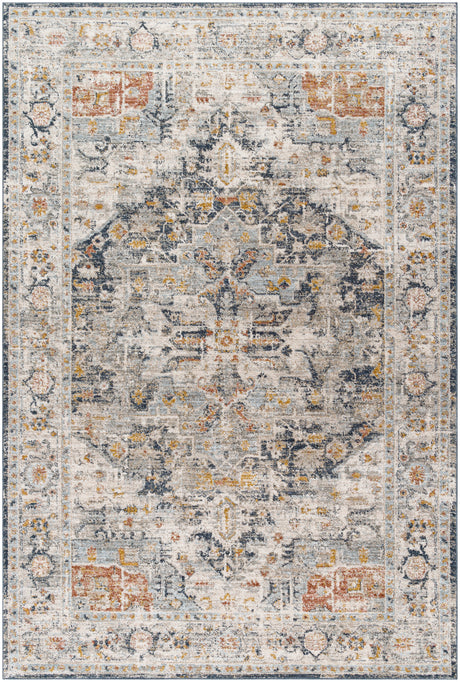 Surya Beckham Bcm-2327 Charcoal, Off-White, Light Slate, Ice Blue, Amber, Medium Brown Rug.