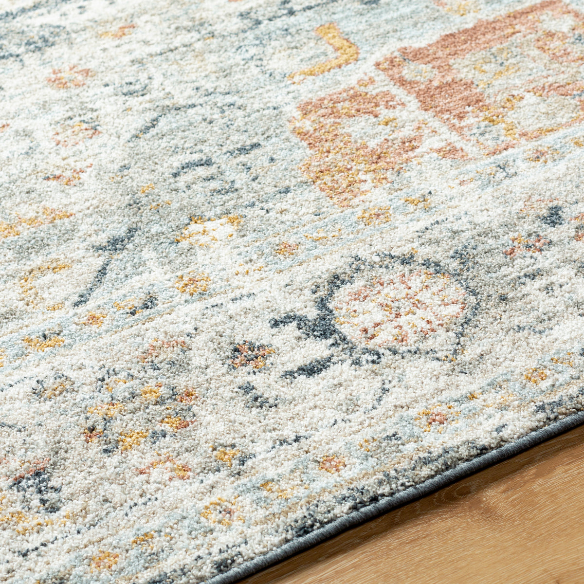 Surya Beckham Bcm-2327 Charcoal, Off-White, Light Slate, Ice Blue, Amber, Medium Brown Rug.
