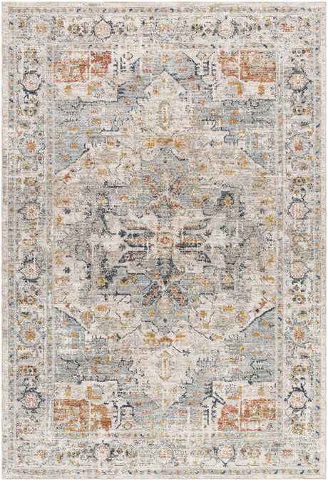 Surya Beckham Bcm-2328 Light Slate, Off-White, Ice Blue, Charcoal, Amber, Medium Brown Rug.