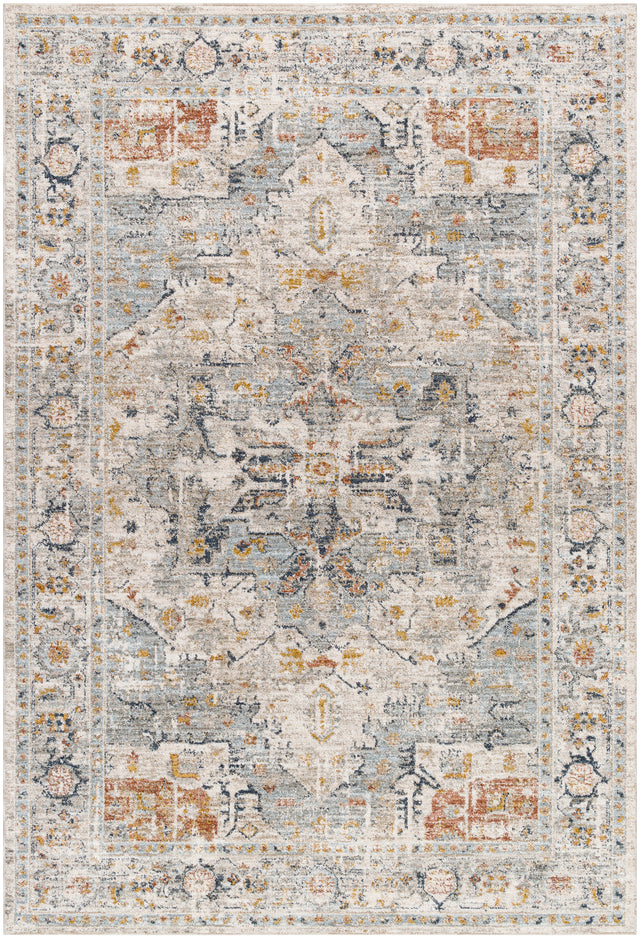 Surya Beckham Bcm-2328 Light Slate, Off-White, Ice Blue, Charcoal, Amber, Medium Brown Rug.