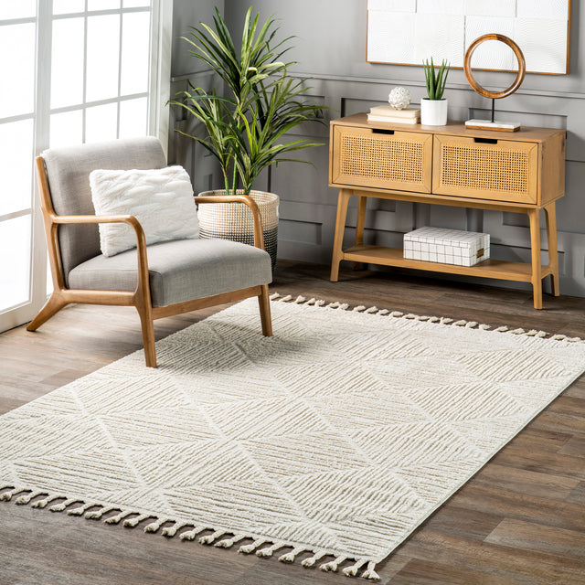 Nuloom Kerry Textured Geometric Oznn05A Ivory Area Rug