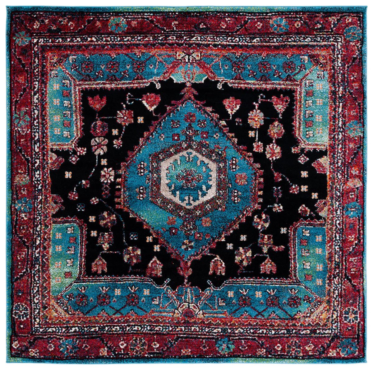 Safavieh Vintage Hamadan 6'-7" x 6'-7" Rug in Turquoise / Black