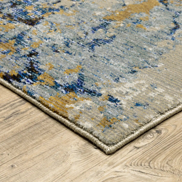 Oriental Weavers Sphinx Evolution 0980A Blue/ Gold Rugs - corner detail