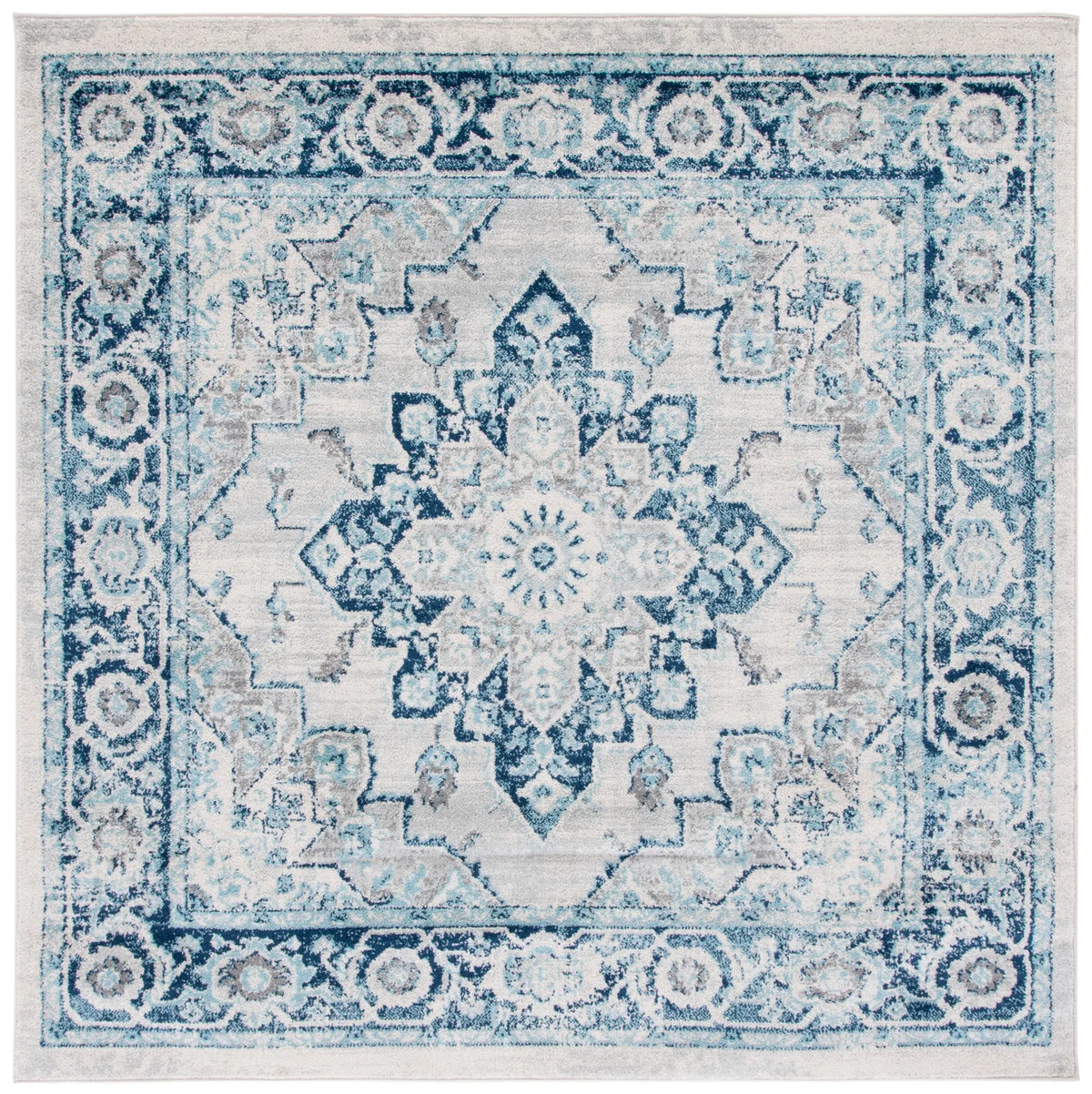 Safavieh Tulum 6'-7" x 6'-7" Rug in Ivory / Blue