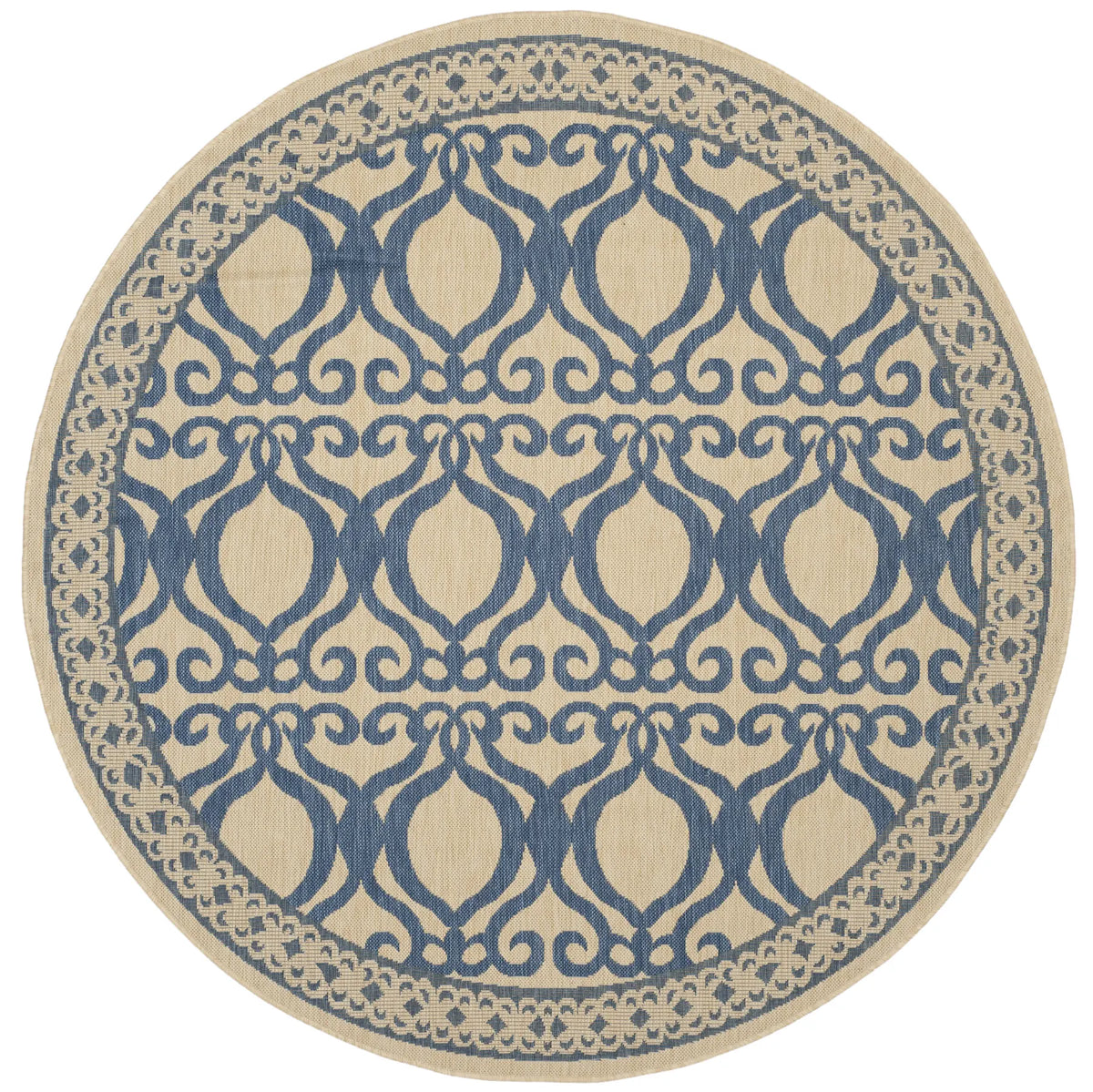 Safavieh Courtyard 6'-7" x 6'-7" Rug in Natural / Blue
