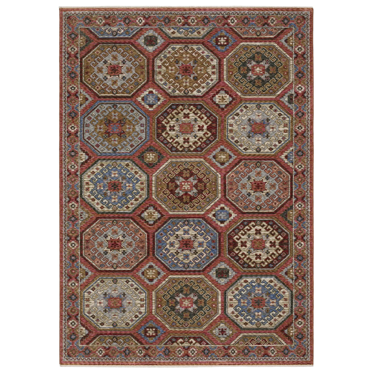 Oriental Weavers Sphinx HASTINGS HA05R Pink Geometric Rugs - main flat