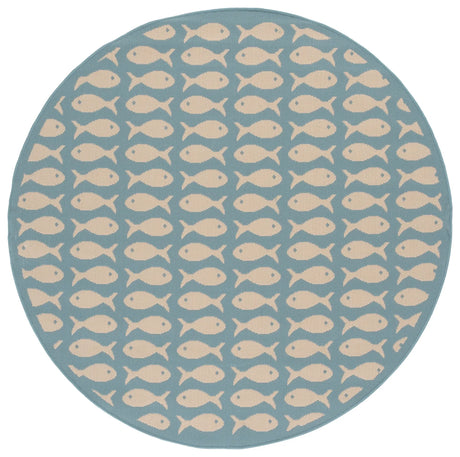 Safavieh Courtyard 5'-3" x 5'-3" Rug in Aqua / Beige