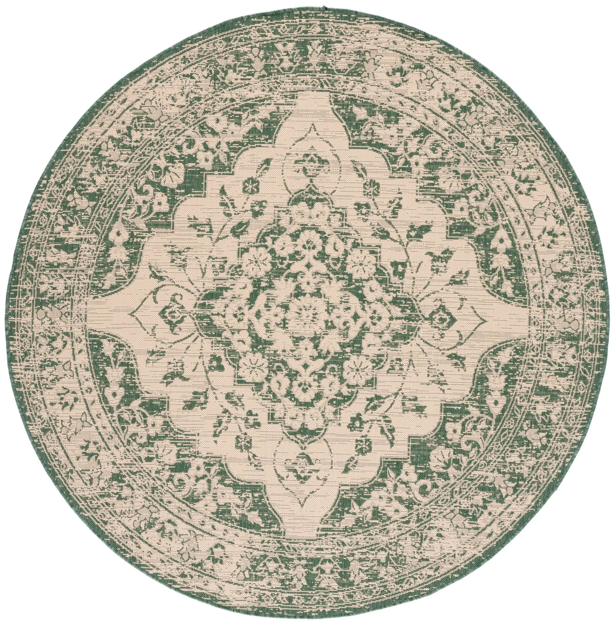 Safavieh Courtyard 6'-7" x 6'-7" Rug in Beige / Dark Green