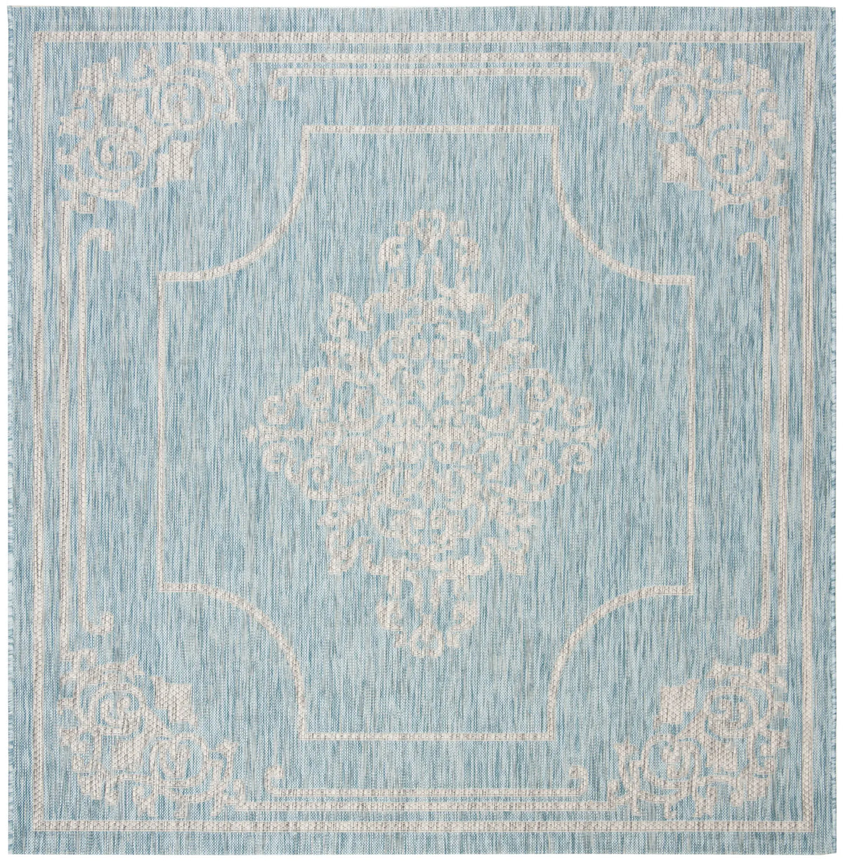 Safavieh Courtyard 6'-7" x 6'-7" Rug in Aqua / Grey