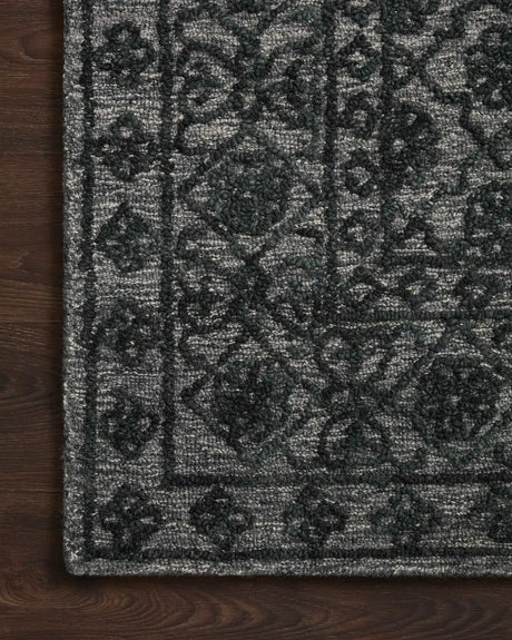 Loloi Cecelia Cec-01 Smoke/Dk. Grey Rug - corner on wood