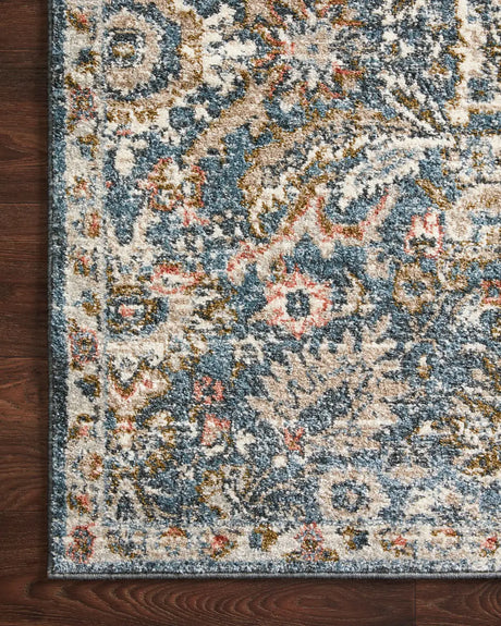 Loloi Saban Sab-04 Blue/Sand Rugs - corner on wood