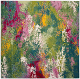 Safavieh Watercolor 6'-7" x 6'-7" Rug in Green / Fuchsia