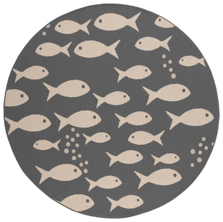 Safavieh Courtyard 6'-7" x 6'-7" Rug in Dark Grey / Beige