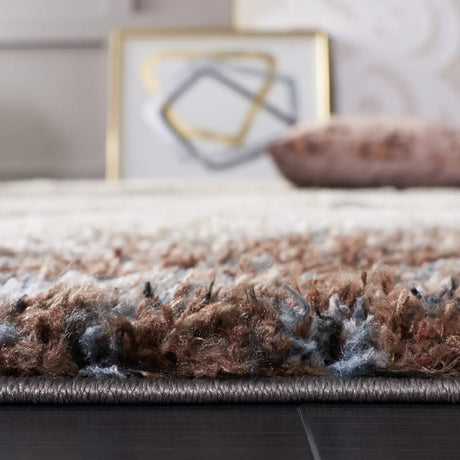 Safavieh Hi-Lo Shag 4'-0" x 6'-0" Rug in Brown / Beige Blue