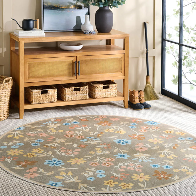Safavieh Martha Stewart Washable 6'-0" x 6'-0" Rug in Dark Beige / Light Blue