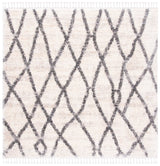Safavieh Berber Fringe Shag 6'-7" x 6'-7" Rug in Creme / Black