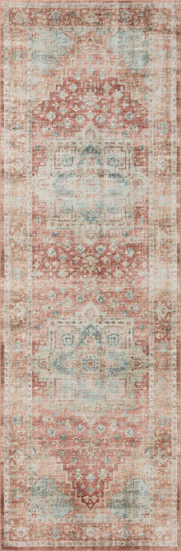 Loloi Heidi Hei-01 Terracotta/Aqua Rugs - runner flat